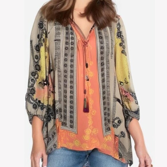 Style & Co. Tops - Style & Co. Petite Women's Floral Print Boho Style 3/4 Sleeve Flowy Blouse PL